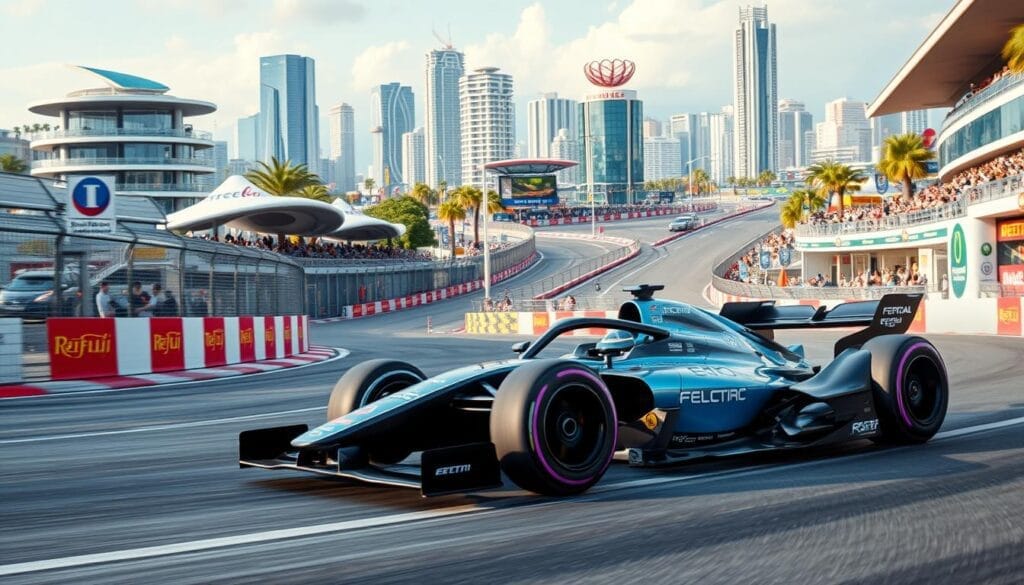 Les courses électriques comme la Formule E : enjeux et perspectives 3 Voiture de Formule E en action